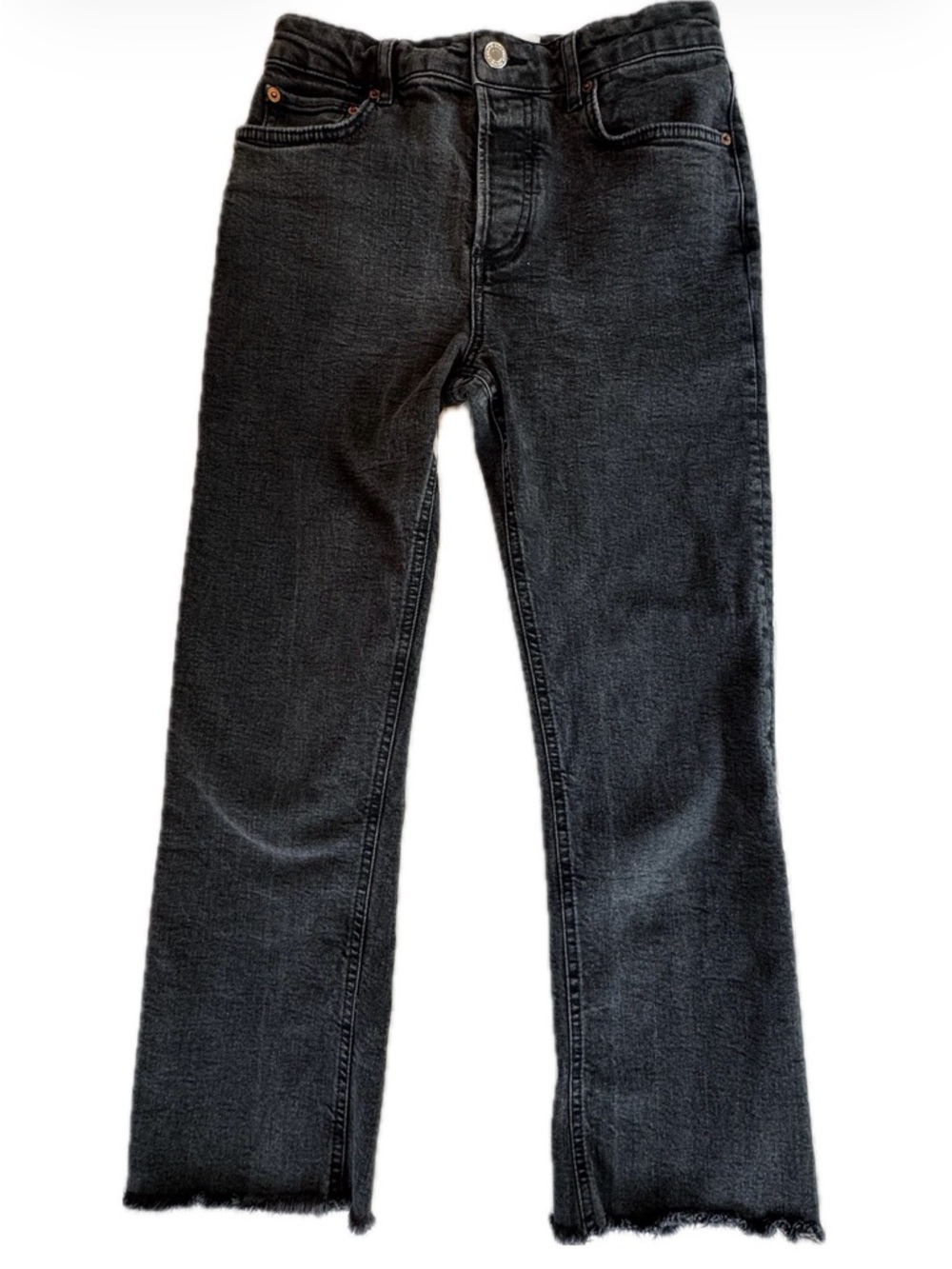 Zara Button-Fly Straight Raw Hem Jeans 6